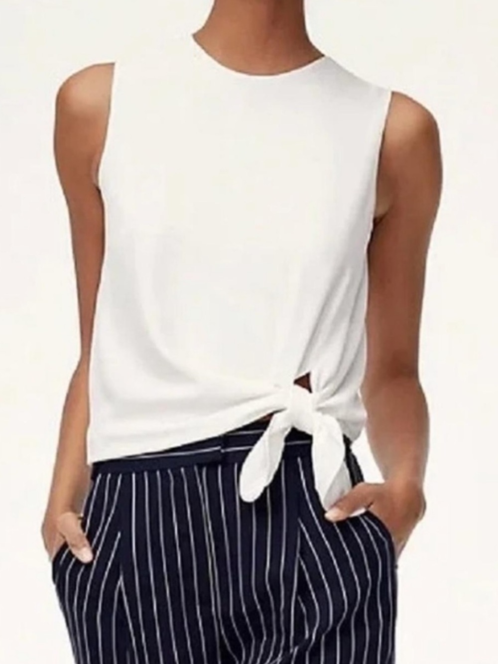 Babaton Hopkins Blouse Top Sleeveless Tie Front White Size Small